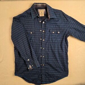 Rough Stock Panhandle Western Shirt Mens M Navy Blue Excellent Diamond Snaps